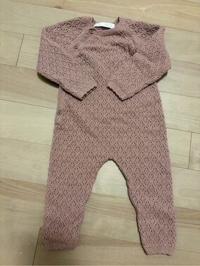 Zara Knit One-Piece Bodysuit in Dusty Rose